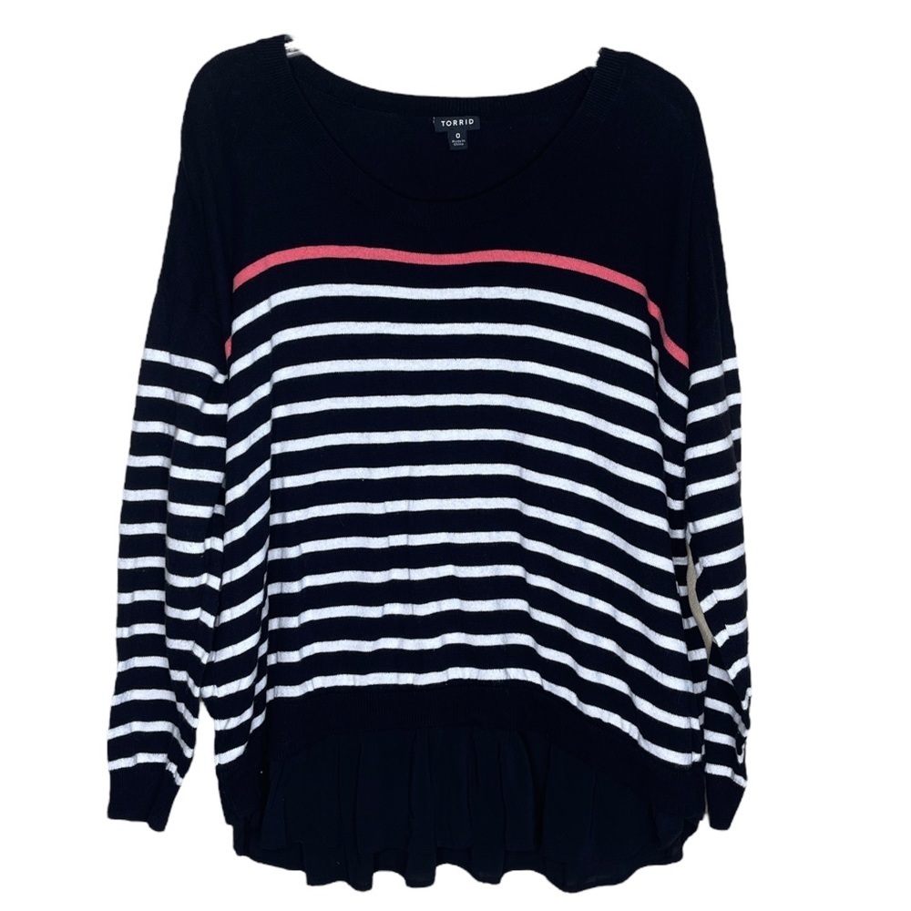 Torrid Black & Pink‎ White Stripe 2fer Pullover Sweater Women's Plus 0X